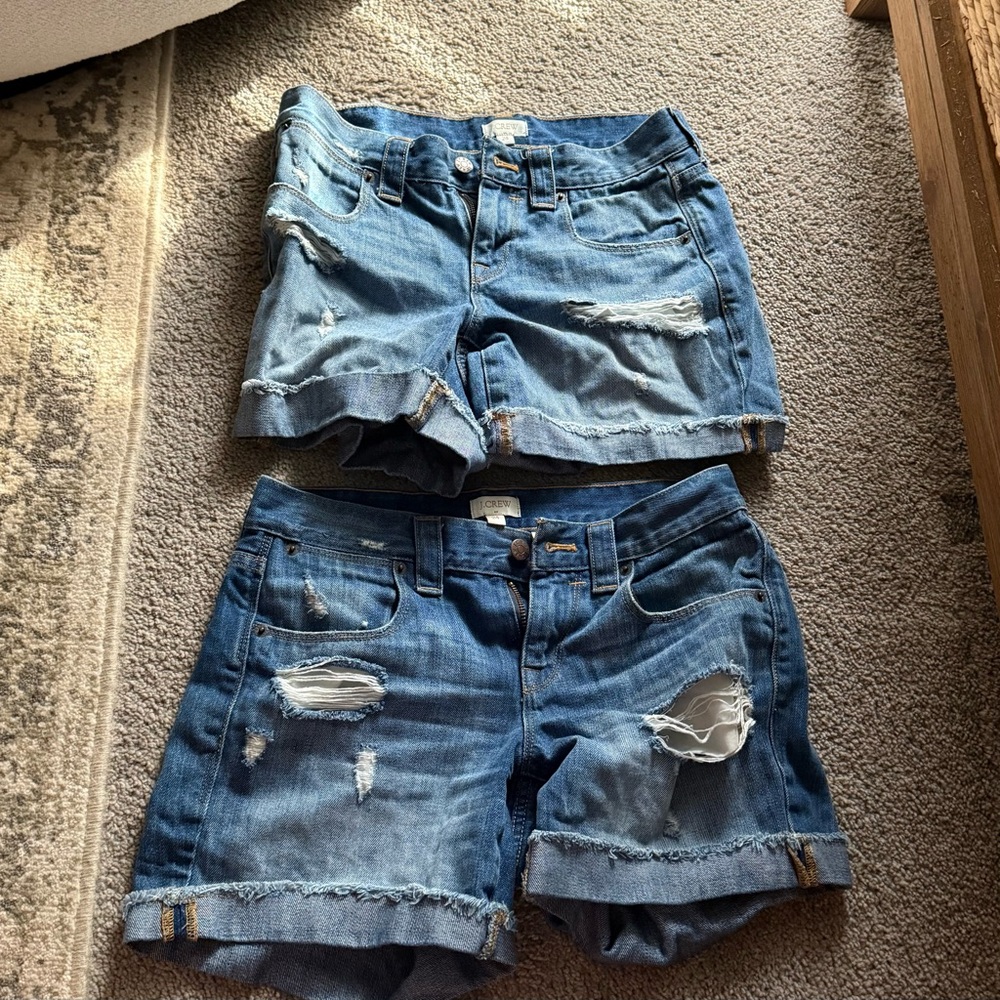 J. Crew Blue Distressed Denim Shorts Size 24 (2 Pairs)
